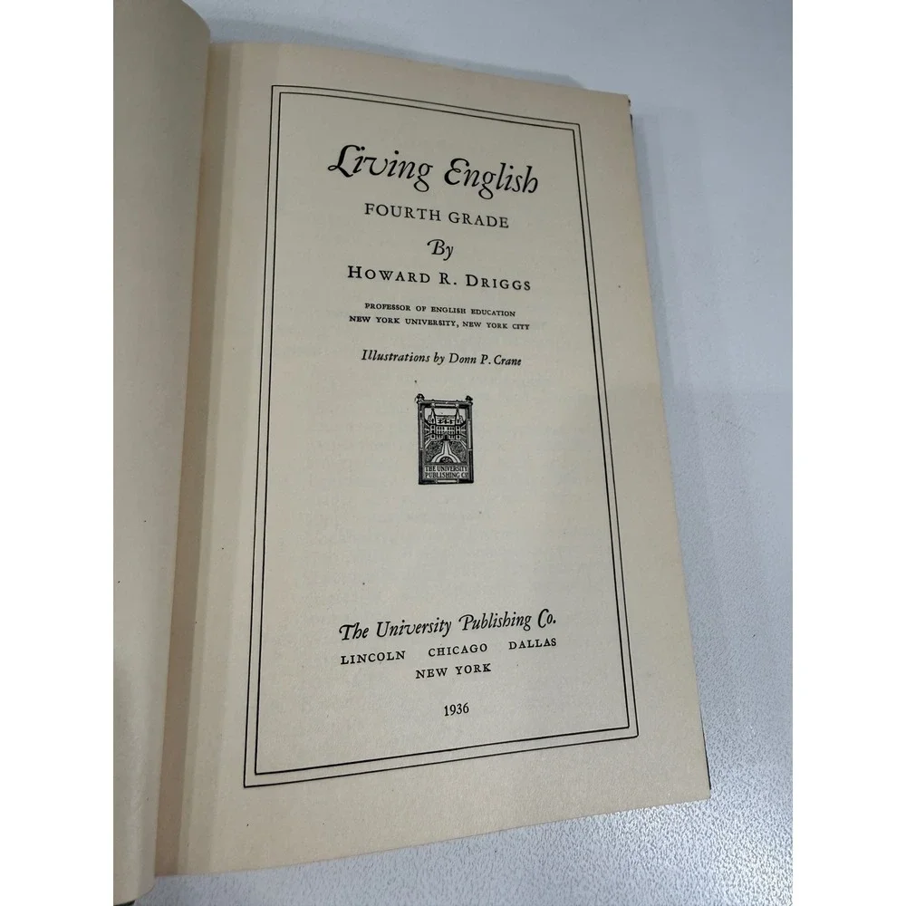 1936 Living English Books Howard R Driggs 3rd 4th Grade Vintage Textbooks Set 2